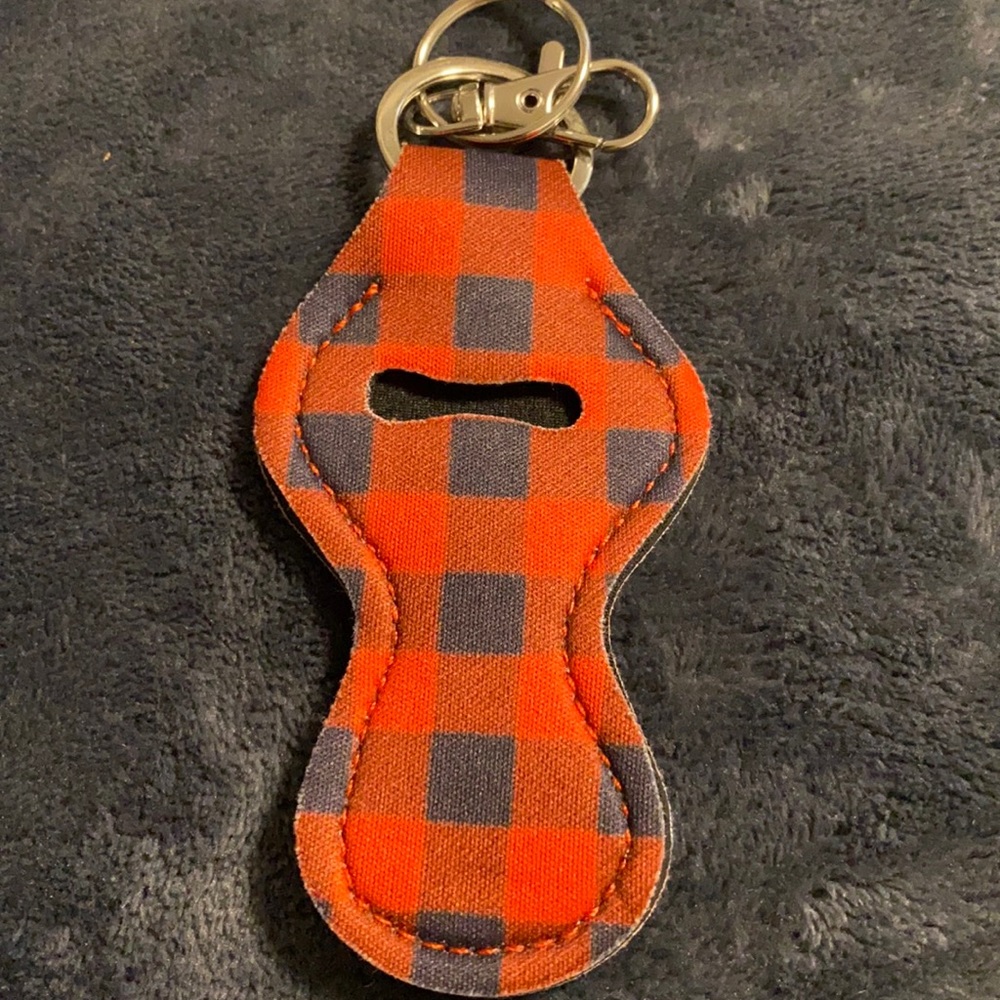 New red/black checkers chapstick holder keychain